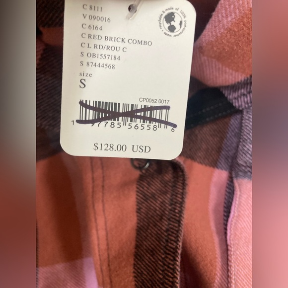 Free People Izzy Plaid Flannel Cargo Shirt In Red Brick Combo - Picture 7 of 7